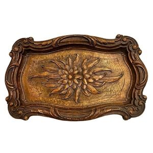 Beautiful Rustic Rectangle Carved Tray